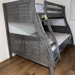 Twin/full Size Grey Bunkbed With Ortho Mattress 