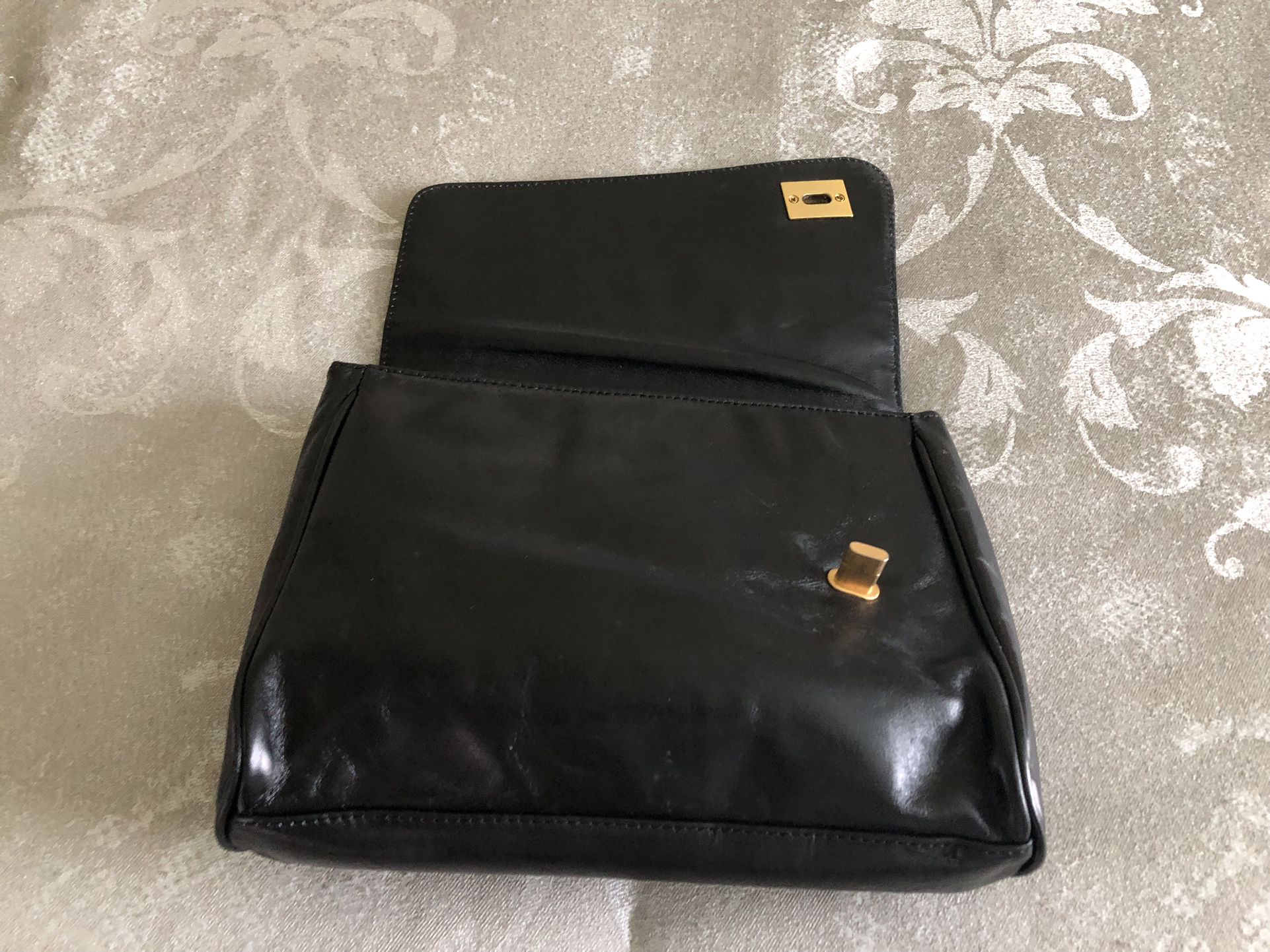 Black Leather Clutch Handbag