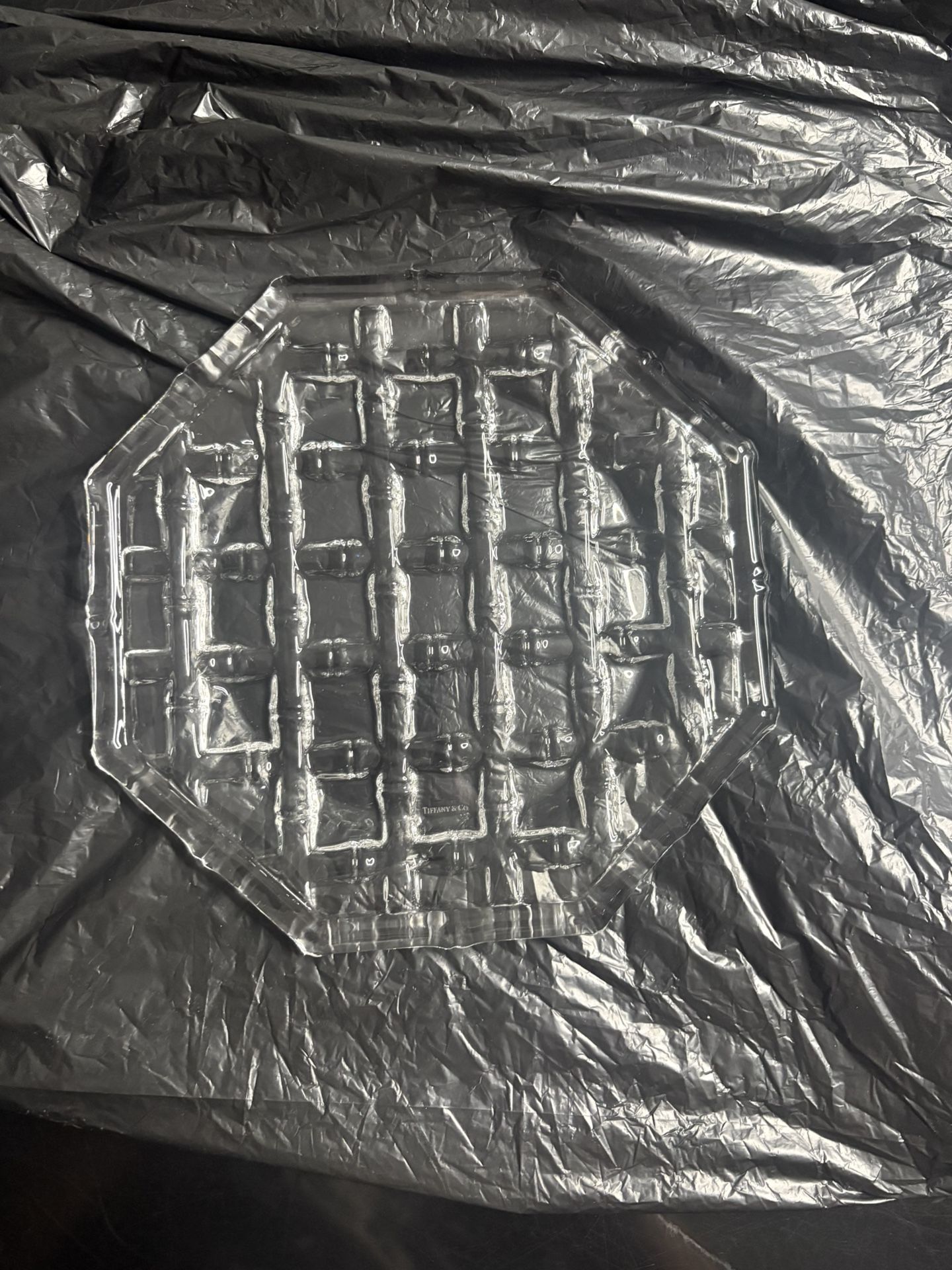 Tiffany & Co. crystal platter in the "Bamboo" pattern