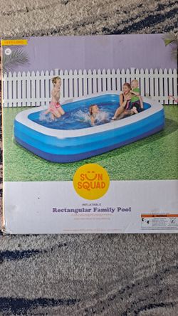 Sun Squad Inflatable Rectangular Family Pool 10ft new +free items