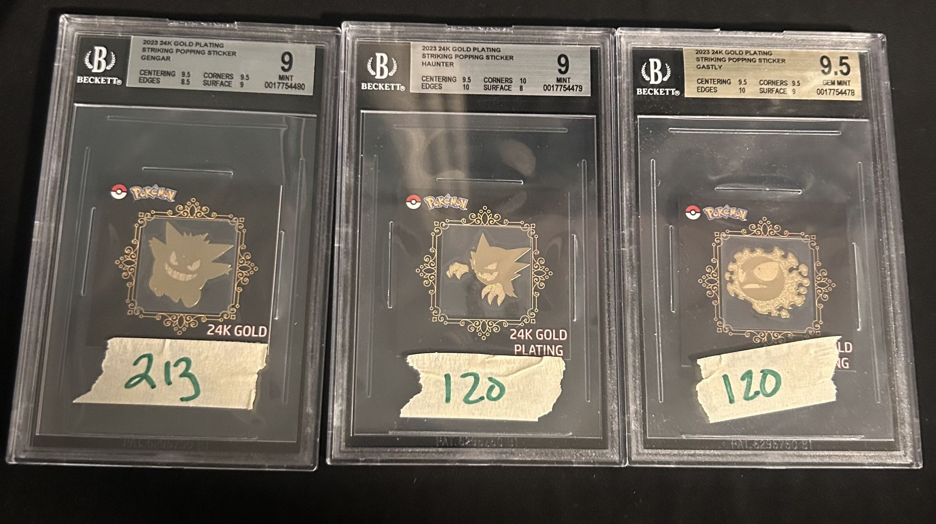 Sequential Gengar Evolution Line 24k Gold Stickers