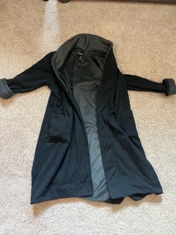 Kirklands Women’s Black Hooded Fleece Robe with Gray Lining
