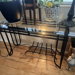 Black Metal Glass Console Table