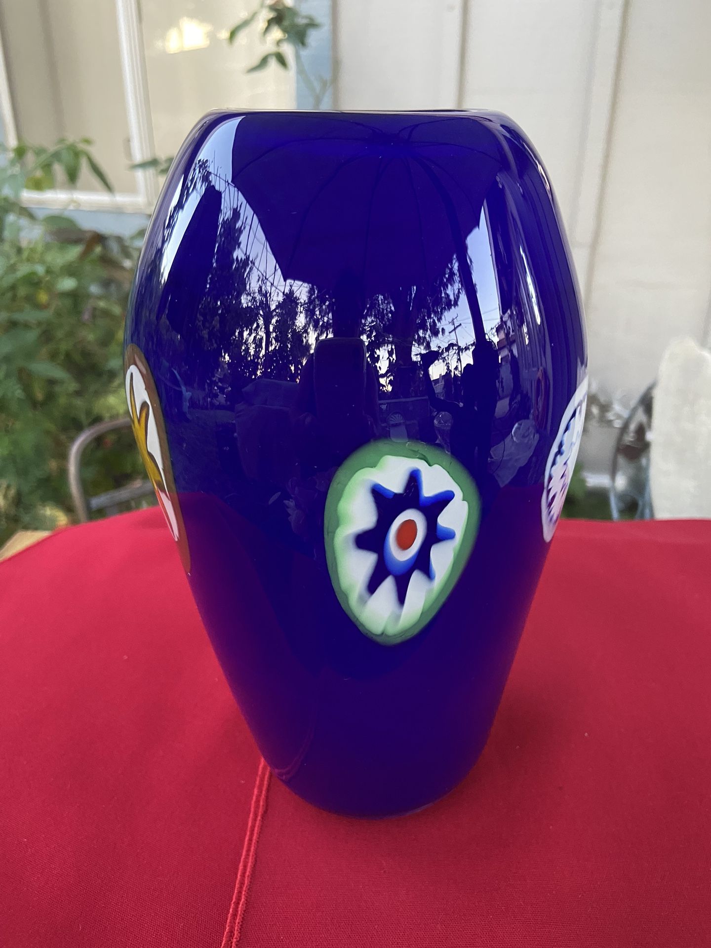 Murano Millefiori Blue Art Glass Vase By Formentello FORMENTELLO MURANO BLUE VASE 