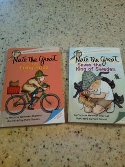 2 Nate the great books/ saves the king of Sweden/ fishy prize/ world's greatest detective/ activities in each book/ like new