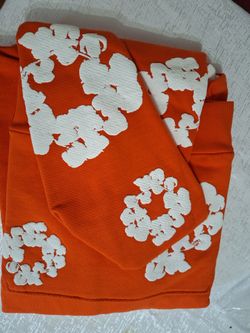 Orange Floral Print Crewneck Sweatshirt