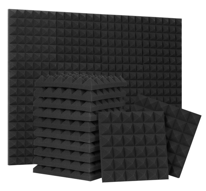 24 Pack-12 X 12 X 2 Inches Pyramid Designed Acoustic Foam Panels