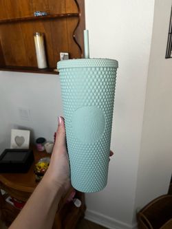 Venti Light blue studded Starbucks cup