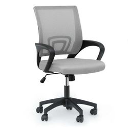 Office Chair Mid Back Swivel Lumbar Support Desk Chair, Height Adjustable Ergonomic Mesh Computer Chair with Armrest, Light Gary