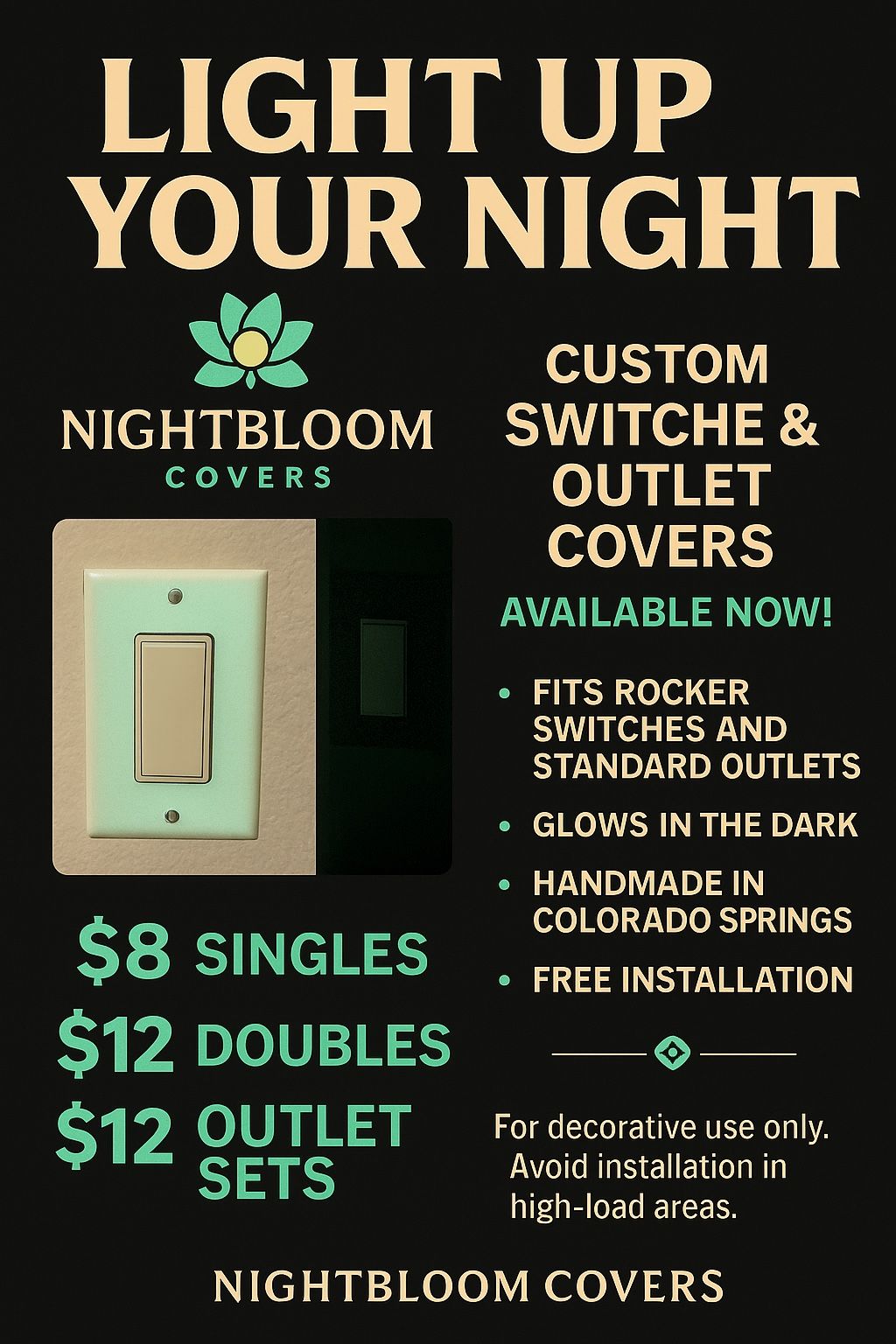 🌙 Glow-in-the-Dark Light Switch & Outlet Covers – All Types Available!