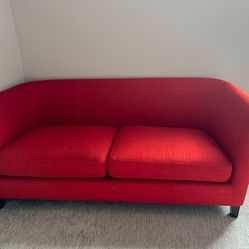 2 Seater Sofa Crate & Barrel Red/Orange 71” long 33 wide 29” high