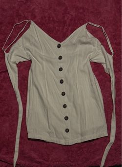 Off-White Linen-Blend Cold-Shoulder Button-Down dress