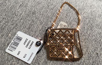 CHANEL Crystal Flap Bag Brooch Black Gold