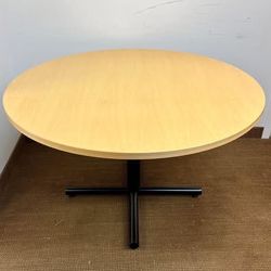 Indiana furniture dining table kitchenette, office table, crafting table. 47” Round, metal base.