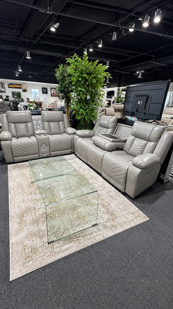 Power Double Reclining Sofa with Cup Holders, LED Lights & Charging Ports