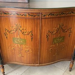  1920s Satinwood Adams Style Paint Decorated Commode Dresser Buffet