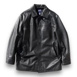 Gap Vintage 1990s y2k Leather Jacket Black M Quilted COAT Gap Vintage 1990s y2k Leather Jacket Black M Quilted COAT