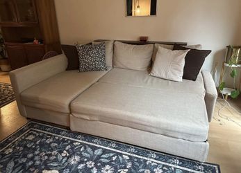 Beige IKEA Sleeper Sectional Couch Removable Covers