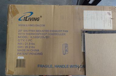 NEW iLIVING 20" Wall Shutter Exhaust Fan w/ Thermostat Controller (In Box)
