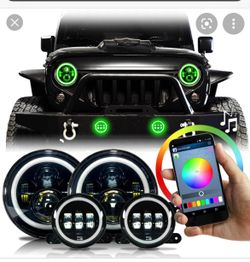 Headlights and fog lights set led fit Jeep Wrangler 2007 to 2017