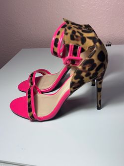 Anne Michelle Pink Leopard Print Stiletto Heels Size 9