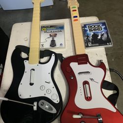 PS3 Video Games With Wireless Guitars Rock Band