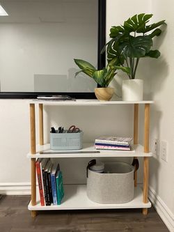 3 tier wood/white bookshelf
