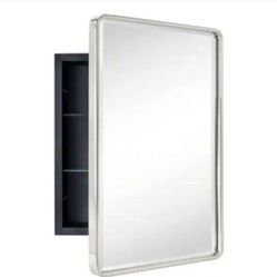 Tehome Farmhouse Brushed Nickel Recessed Medicine Cabinet 16x24 