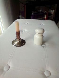 Candle holder & antique jar