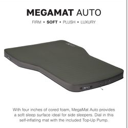Exped MegaMat Auto - Self Inflating Soft Car Sleeping Mat, 4” Foam Pad, Wheel Cutouts, Pump Included