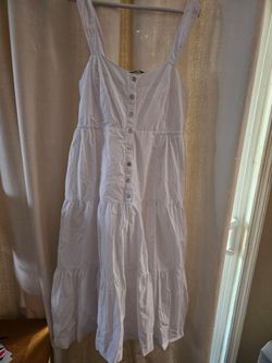 White Tiered Sundress with Button Front