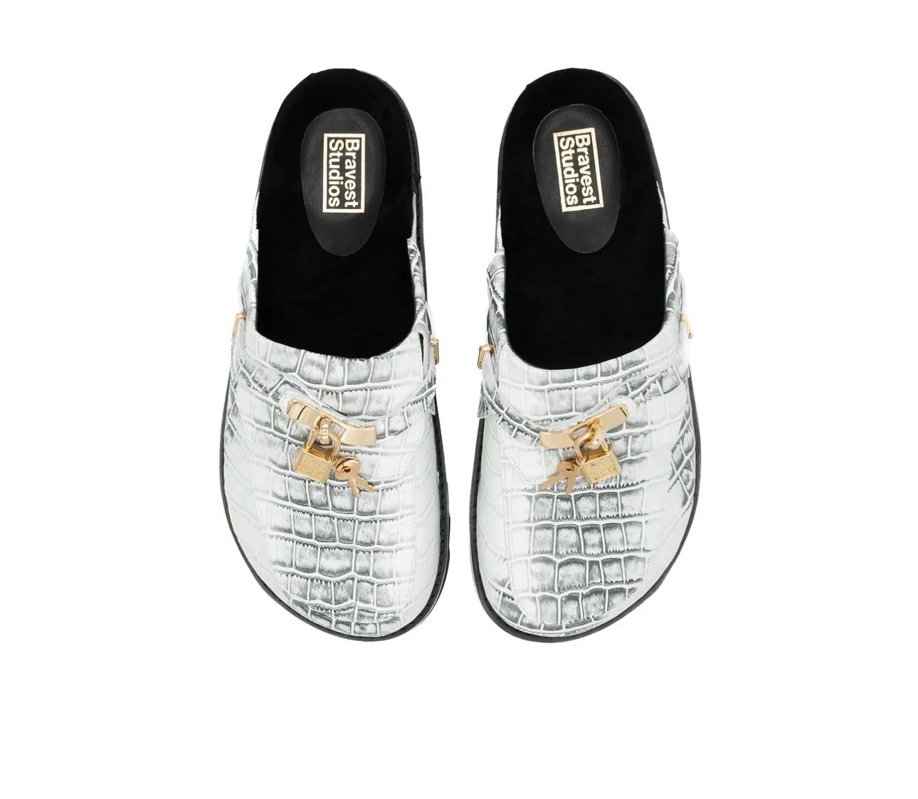 Bag Clogs White Snakeskin
