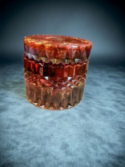 Red Resin Diamond-Cut Trinket Box with Lid