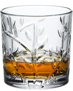 Premium Whiskey Glasses Set of 12 Scotch Glasses with Beautiful Leaf Design - Old Fashioned Glasses Perfect for Scotch, Bourbon and Old Fashioned Coc