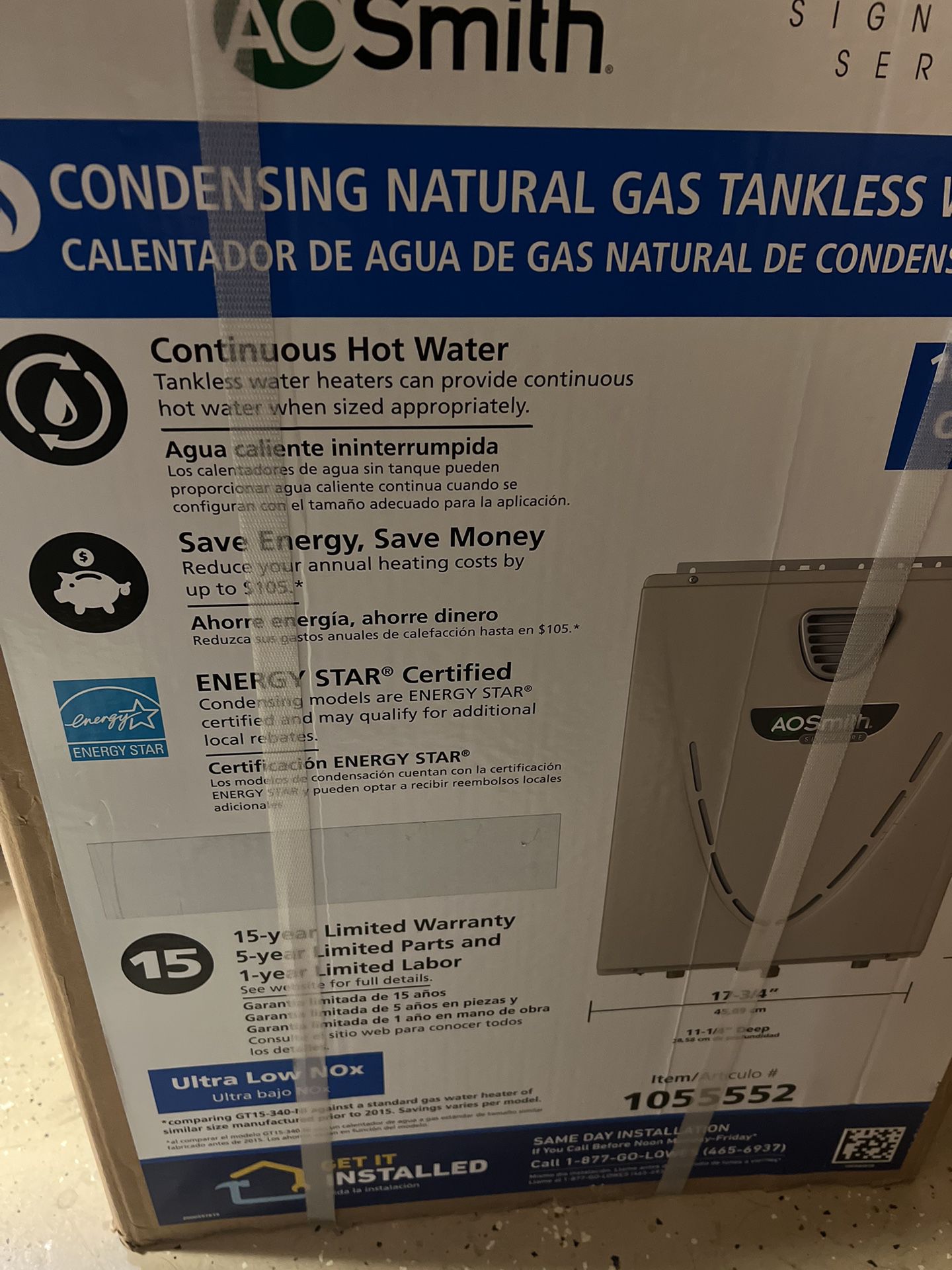 A.O. Smith Signature Series 6.6-GPM 160000-BTU Outdoor Natural Gas Tankless Water Heater