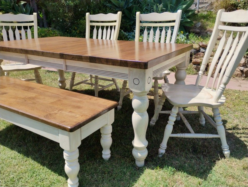 Dining Table Chairs And Bench Farmhouse Kitchen Table Set