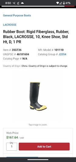 Lacrosse Knee Boot, Size 10, Black