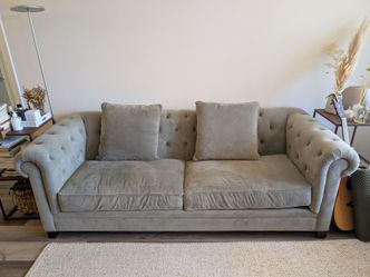 Velvet Sage Green Sofa, 90"