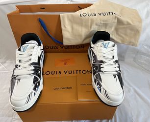 Brand New Authentic Louis Vuitton Trainer #54 Graphic Print White Black  Blue Sneakers (Size: Euro 44/US Men's 10-11) for Sale in Valley Stream, NY  - OfferUp