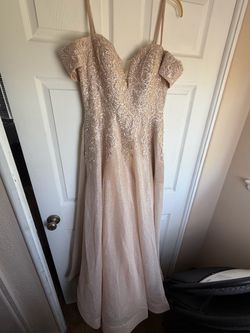 Blush Pink Lace Embroidered Formal Gown