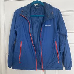 Montbell Kids Windbreaker Jacket Blue 160cm Lightweight Shell Outdoor Hiking