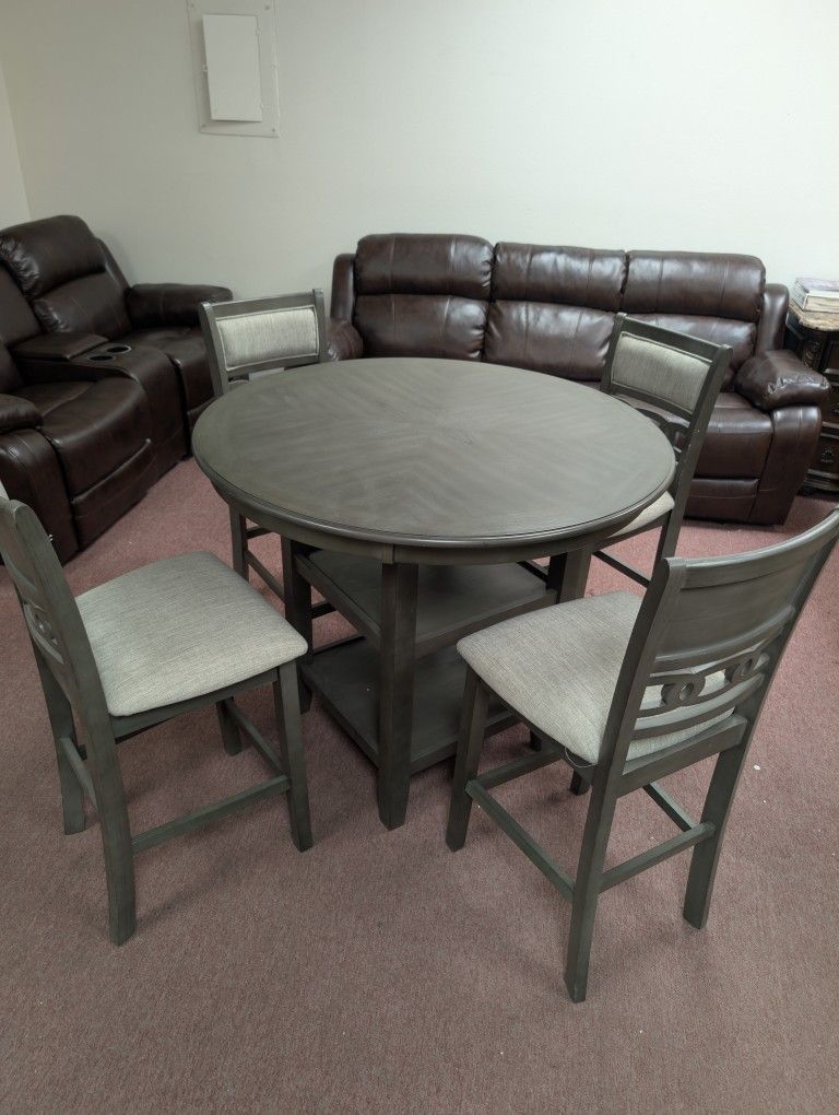 Brand New  - 5 PC Dining Table Grey/Brown