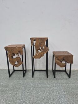 Solid Teak Wood Side Tables , 3 Different Sizes Brand New in box