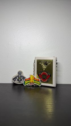 Vintage 1990s Mighty Morphin Power Rangers Black Ranger Beeper Toy & Eraser Set Of 2