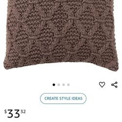 Creative Co-Op Cotton Slub Punch Hook Throw, Brown Pillow Cover 18" x 18"