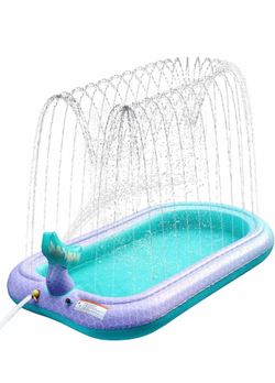 68" Mermaid Splash Pad & Sprinkler for Kids, Large Outdoor Water Play Mat Summer Inflatable Wading Pool, Fun Sprinkler Water Toys Gifts for Toddlers B