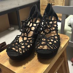 Black Wedge Heels