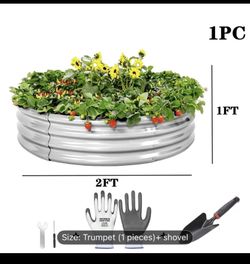 Set Of 1/2 Oval/round Galvanized Elevated Garden Beds