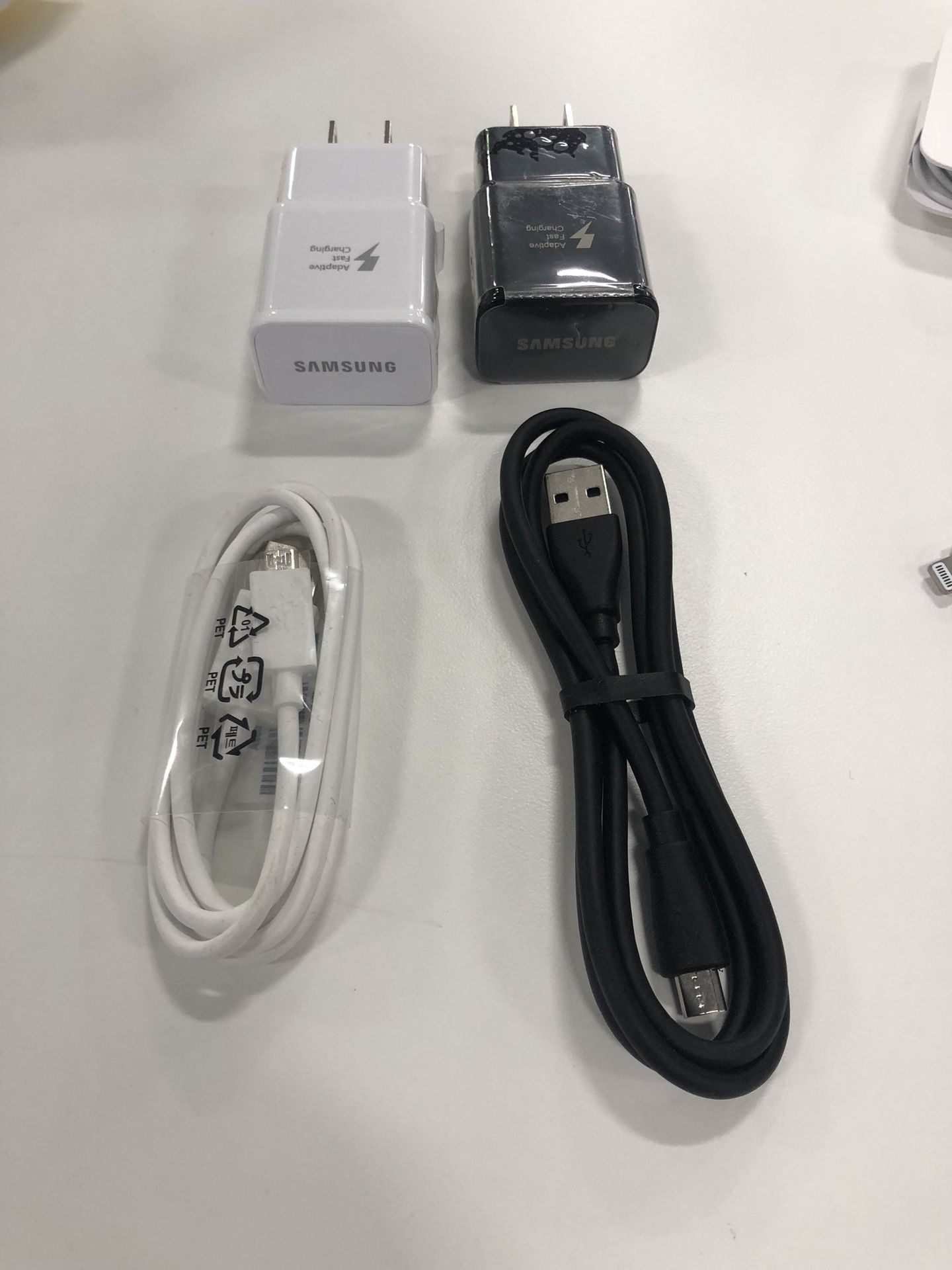 5 iPhone chargers , headphones . Android chargers. iPad quick chargers . Samsung quick chargers (Brand New