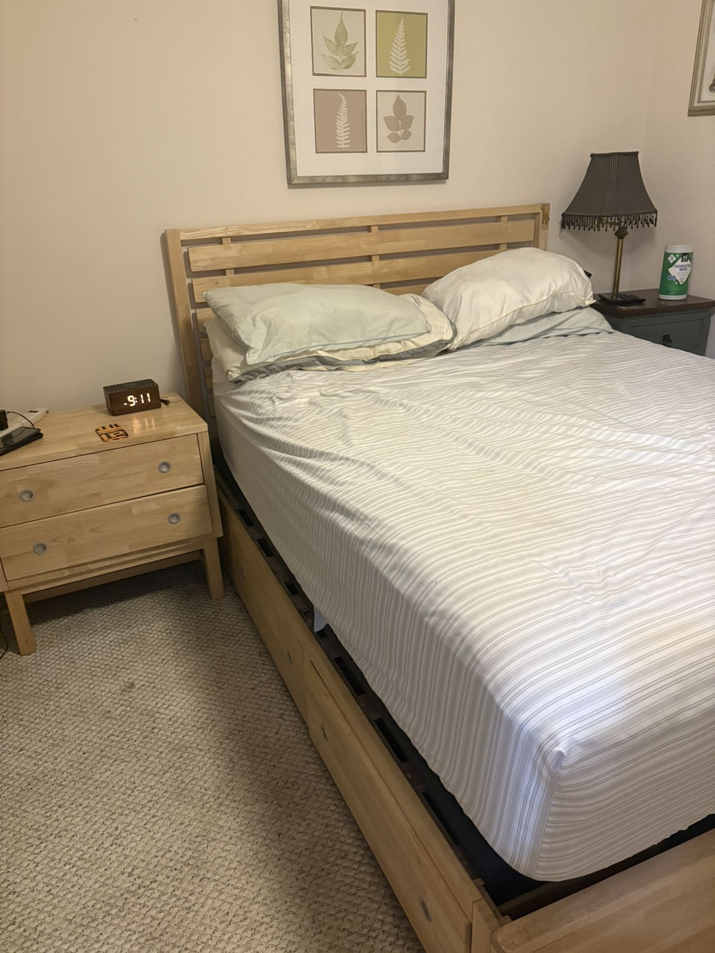 Queen Size Bed And End Table